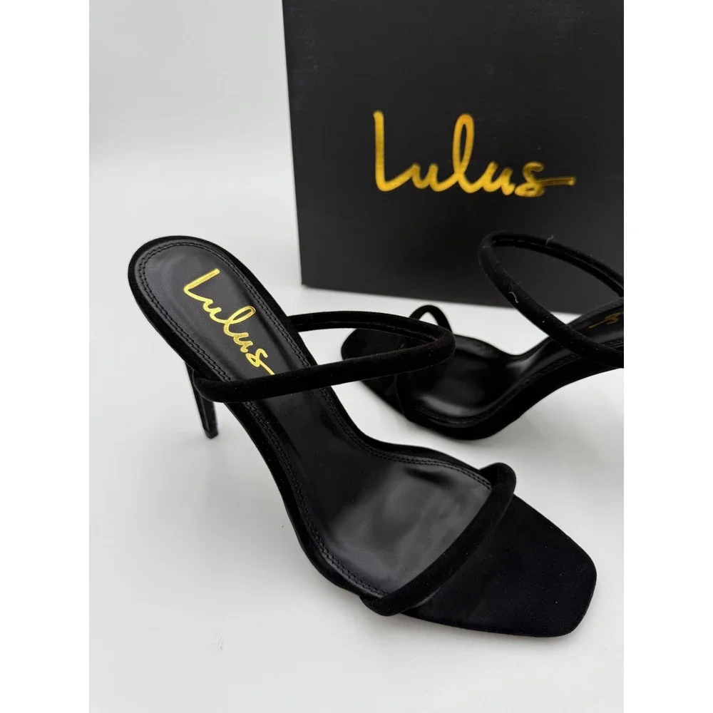 NEW Lulus Theyaa Suede‎ Strappy Stiletto Heeled Sandals High Heel Shoes 9 NWT